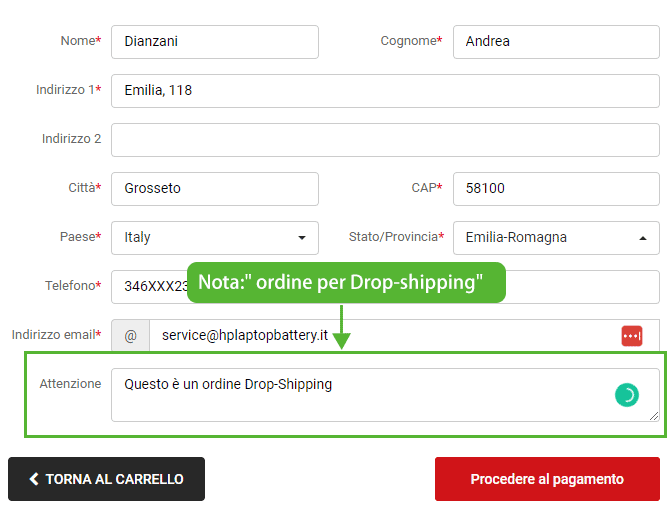 hplaptopbattery.it でDropping-Spedizioneを開始するには?